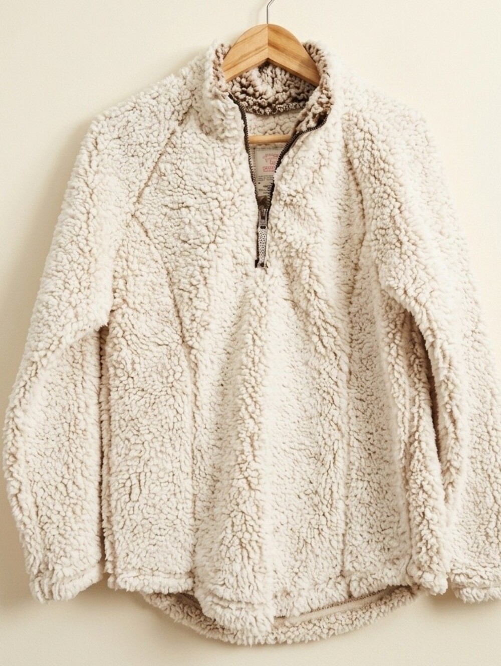 Cozy Cream Sherpa Quarter-Zip Pullover - Size Medium